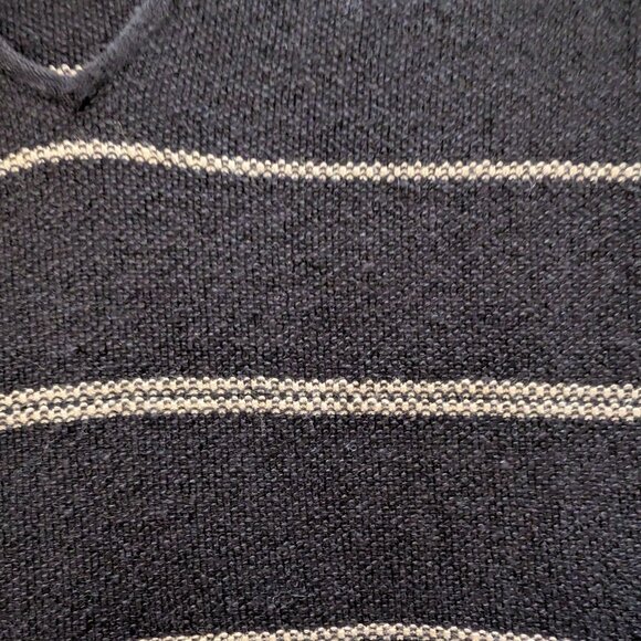 LAUREN RALPH LAUREN Dress M Black Tan Striped Linen Blend Classic Pullover - Picture 6 of 12